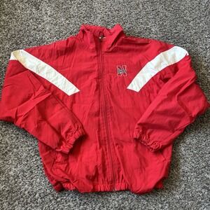 Vtg Nebraska Cornhuskers Russell Athletic Lightweight Windwear Full Zip Red Sz M